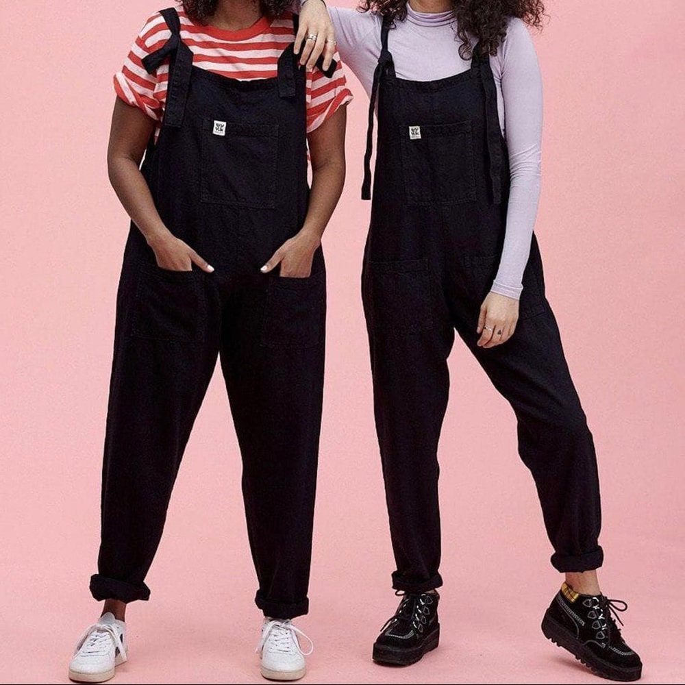 NWT Lucy and Yak Atlas Organic Heavy Cotton Twill Dungarees Overalls Black